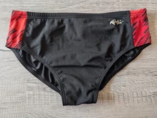 Dolfin Racer Swim Brief - Black with Red Side Panels - Men's Athletic Swimwear