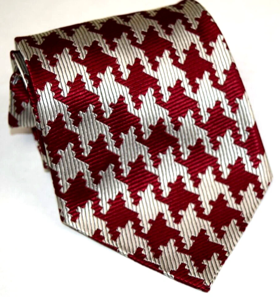 Галстук винтажный 50-х 60-х серый темно-бордовый большой гончая Acetate галстук 47 «x 4» новый без ЯРЛЫКОВ - Изображение 2 из 4