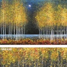 36W"x24H" BLUE MOON by MELISSA GRAVES-BROWN - NIGHT LANDSCAPE VIEW TREES CANVAS