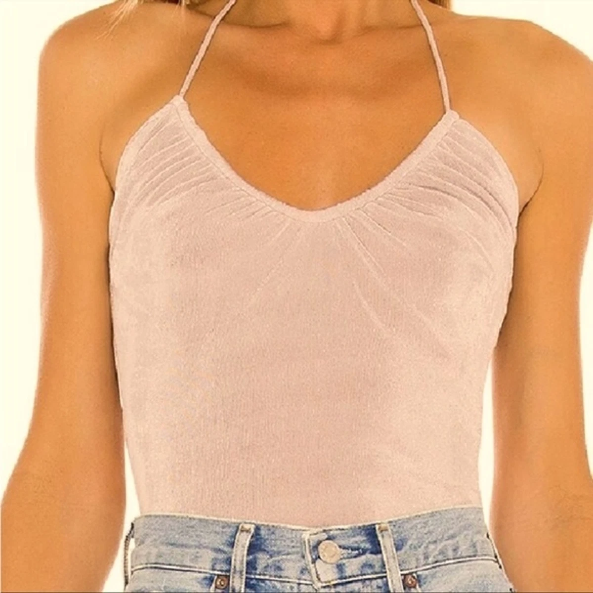 Bodycon scoop neck halter crop clearance tank