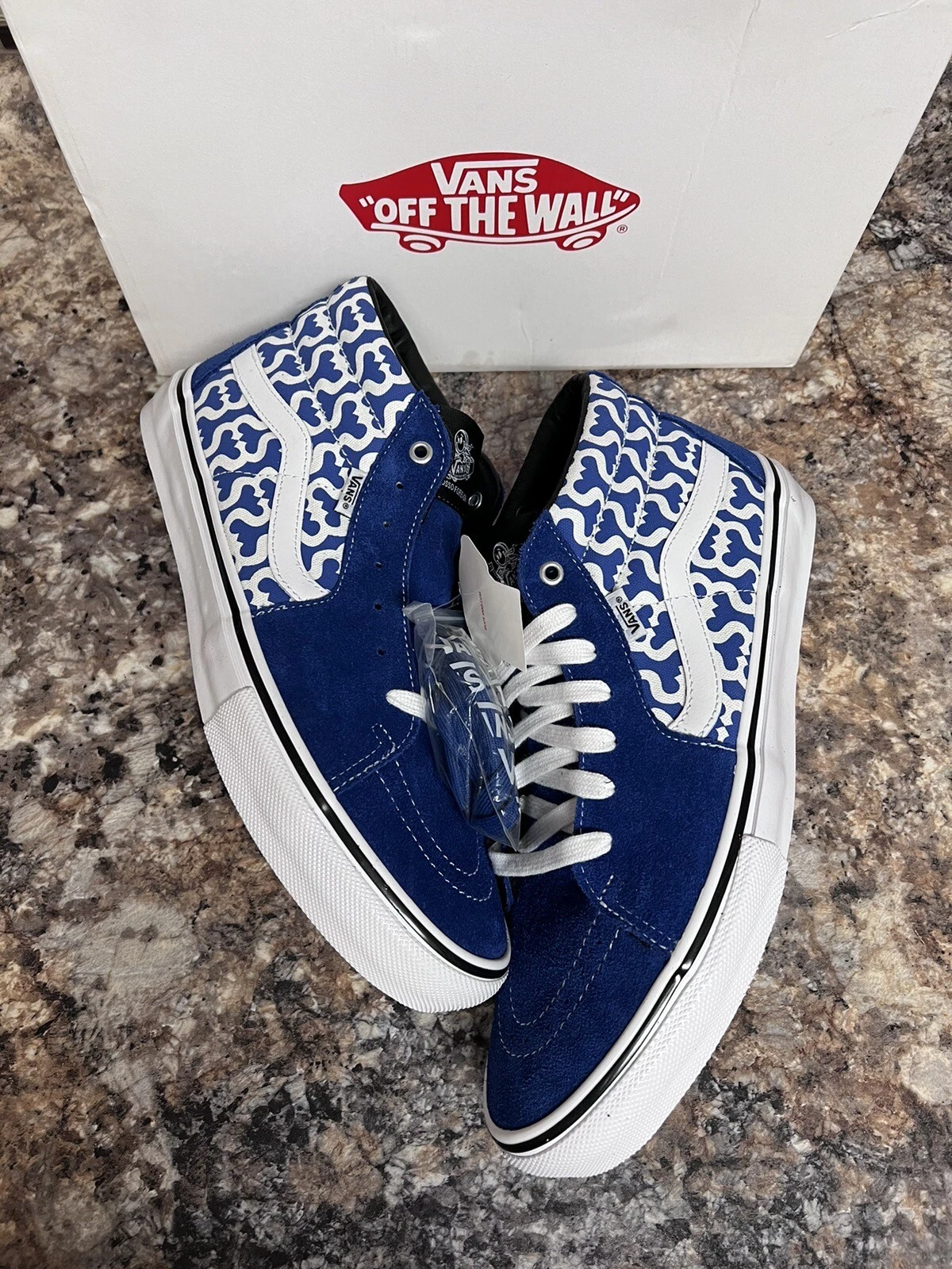 Patin Supreme Vans bleu royal monogramme s logo taille 13 blanc Sk8 authentique