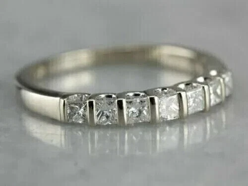 2 Ct Princess Cut Lab Created Eternity Engagement Ring Band 925 Sterling Silver