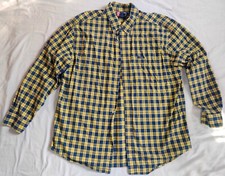 RALPH LAUREN CHAPS Shirt Mens XL Yellow Blue Plaid Button Down Collared Cotton