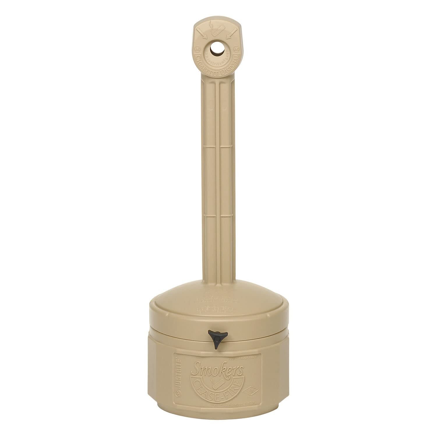 Justrite 26806B Free-Standing Cigarette Butt Receptacle Beige Personal Smoker's