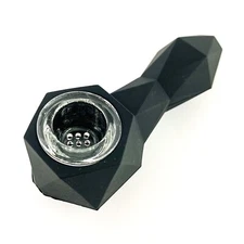 Black Prism Unbreakable Silicone Tobacco Smoking Pipe w/ Glass Bowl