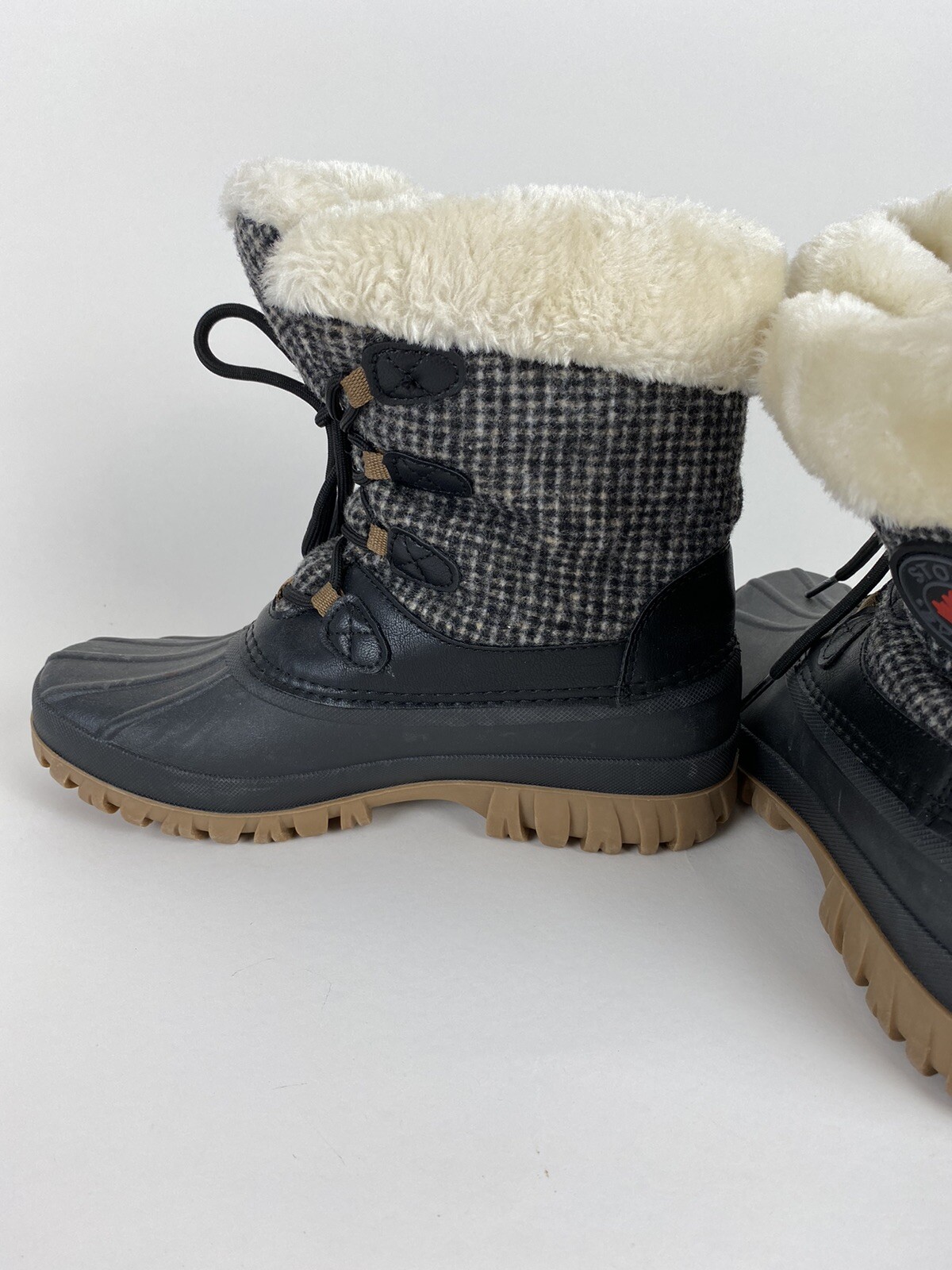 Storm by Cougar Size 9 Black Waterproof Camp Winter Boot Faux Fur, Fabric Check thumbnail 5