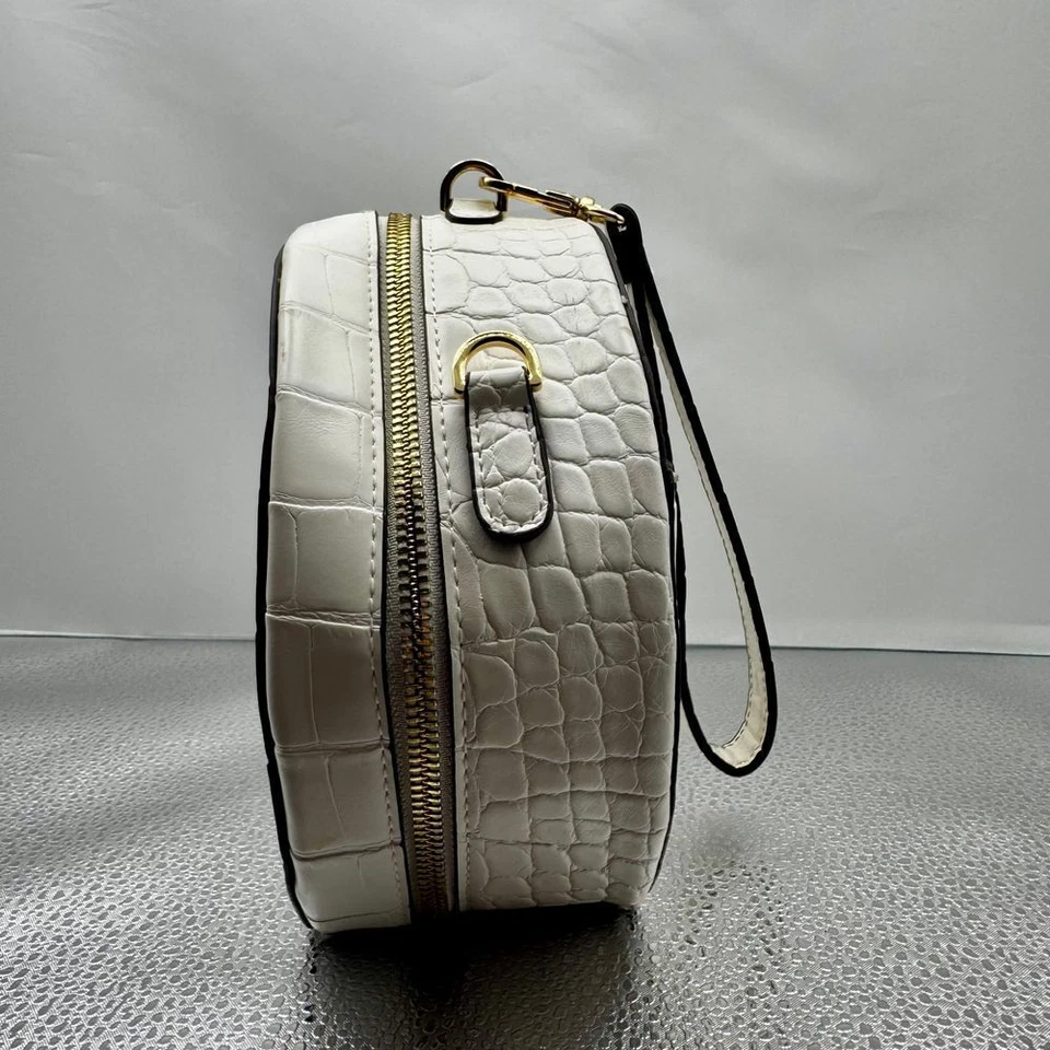 Gianni Bini, correa de muñeca redonda de cuero de cocodrilo blanco; falta correa más larga, dorada Foto 3 de 4