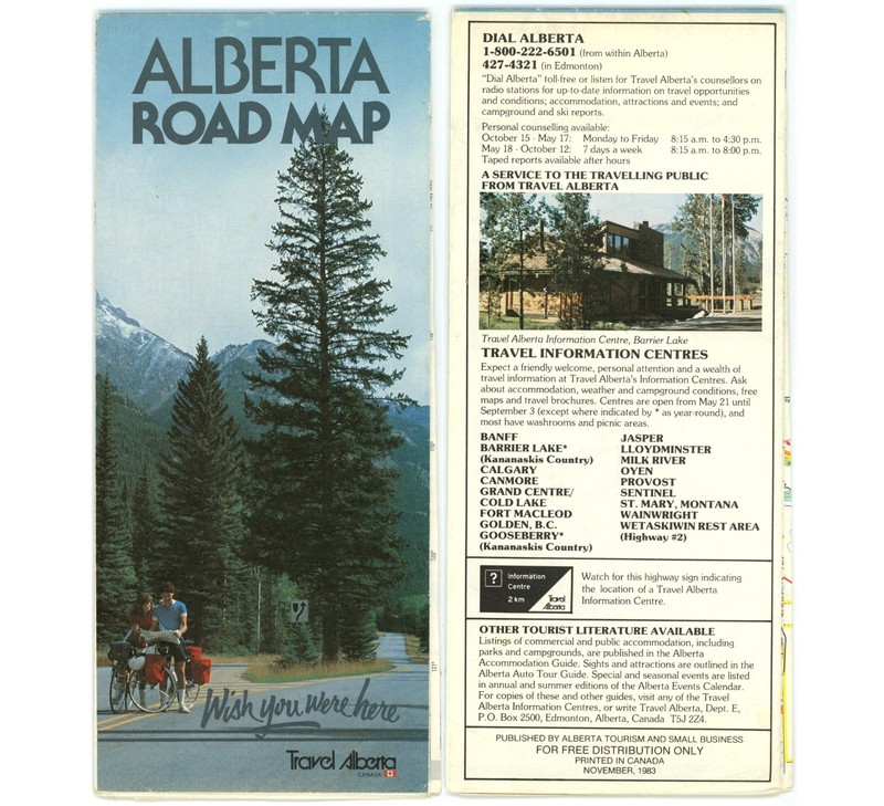 Vintage 1984 Alberta Canada Official Road Map