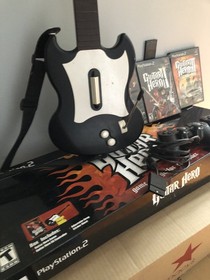 SONY Playstation2 PS2 Console - Guitar Hero Bundle - Guitar, Games, Memory Card