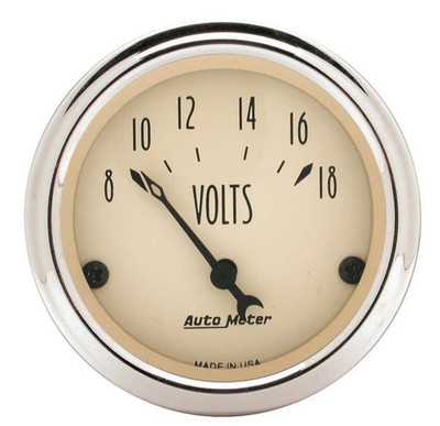 Autometer 1891 Antique Beige Voltmeter 2-1/16'', 18V, Electric