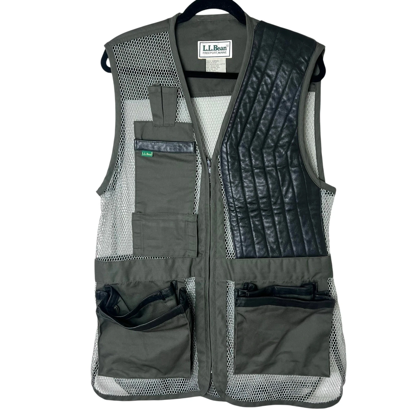LL Bean Men's Fishing Hunting Vest Outdoor Gear Canvas Mesh Leather Sz L