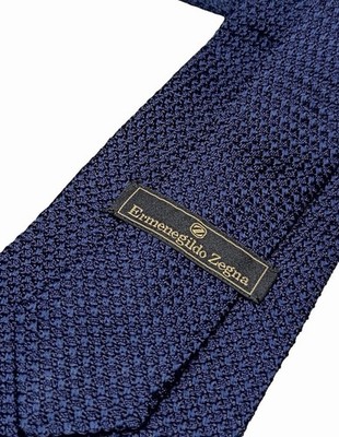 Ermenegildo Zegna Vintage Seidenkrawatte Strick dunkelblau strukturiert Luxus Krawatte Seide