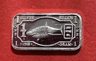 1 Gram Solid Silver Art Bar With Detailed Shark Image! .999 Pure Silver!