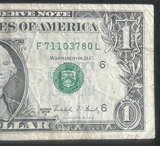 (WEB PRESS NOTE!) $1 F/L Plate 3/2 Rare Web Note F71103780L Series 1988A