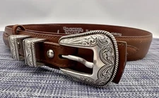 Nocona Belt Ranger Style Belt  Men's Size 30 Brown Leather Western Detail