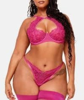 NEW Adore Me Lingerie Set Talulah Unlined Bra and Lace Thong Sexy Sheer 42DDD 3X
