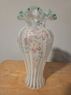 Fenton Meadow Beauty Rib Optic Vase Handpainted Signed