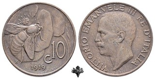 REGNO D'ITALIA 10 centesimi 1919 RARA Vittorio Emanuele III