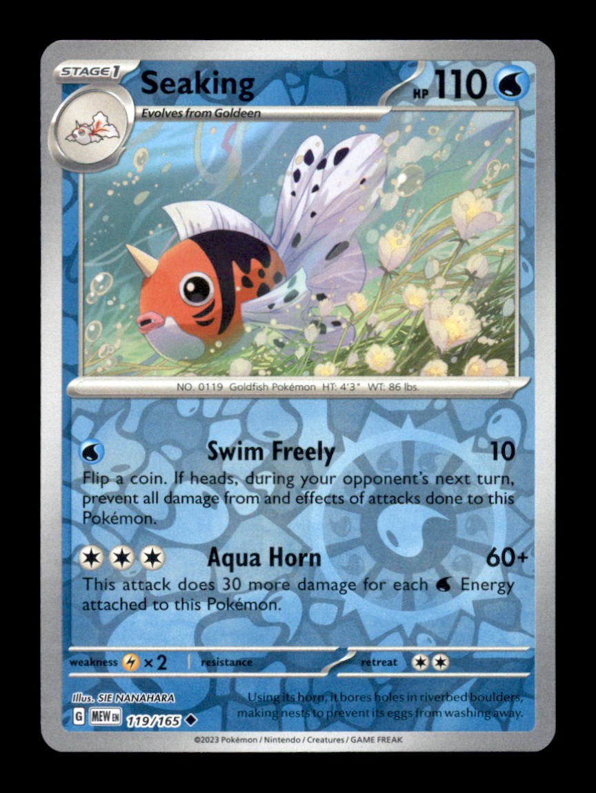 SEAKING 119/165 UC 151 POKEMON REVERSE HOLO LP