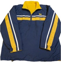 Vtg Nike Michigan Wolverines Jacket Reversible Fleece Team Coat Sz L 90 s