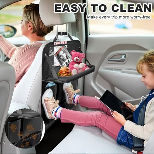 2Pack Car Backseat Organizer with Foldable Table 2 Pack with Food Tray Black - Picture 5 of 8