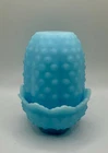 Vintage Fenton Hobnail Blue Satin Glass Fairy Lamp