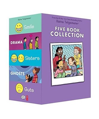 Raina Telgemeier Collection 5 Books Set [Sisters, Drama, Smile, Ghosts, Guts], R
