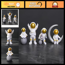 Set of 4 Gold White Astronaut Statues - Spaceman Sculptures, Space Theme Decor,