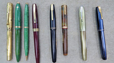 LOT OF 7 VINTAGE FOUNTAIN PENS, SHEAFFER'S, MABIE TODD, WATERMAN'S AND 1 PENCIL