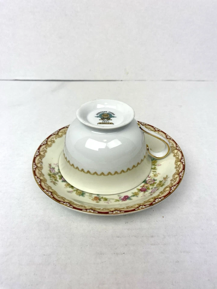 Tazas de té Noritake China Dimity 4904 Japón - Juego de 6 adornos florales dorados vintage Foto 3 de 4