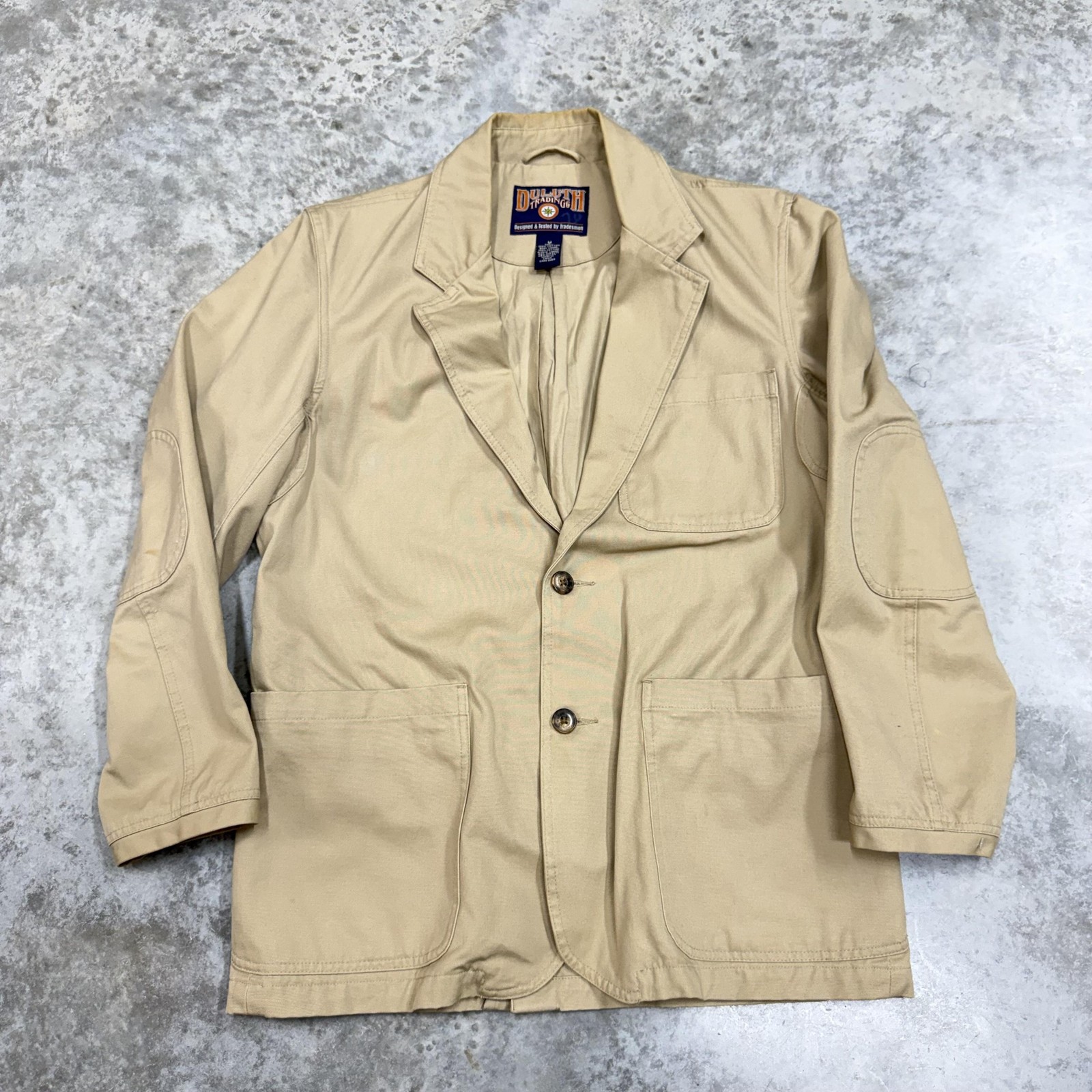 Duluth Trading Co Blazer Mens Medium Beige Canvas Workwear Sport Coat Jacket