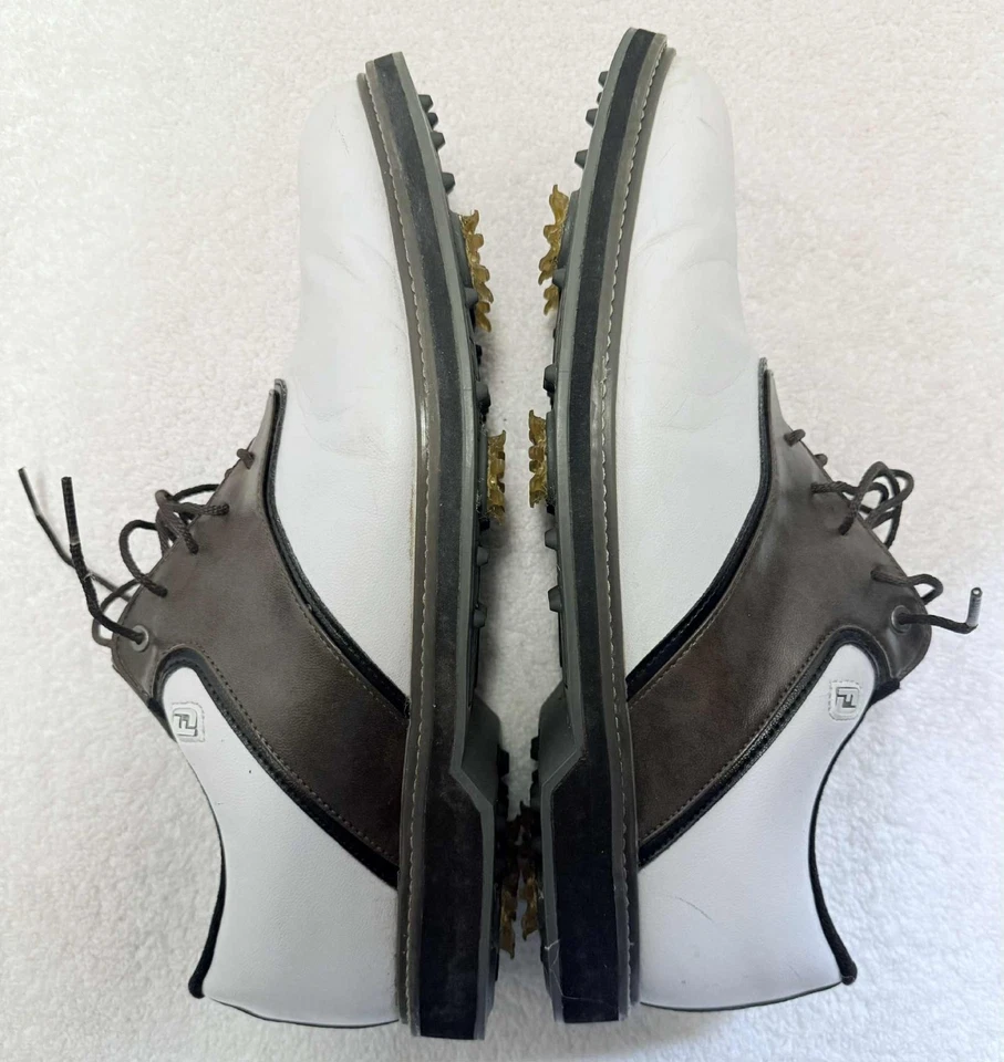 FootJoy Men's Size 13W FJ Originals Golf Shoes White / Brown 57022-WIDE - Image 4 of 4