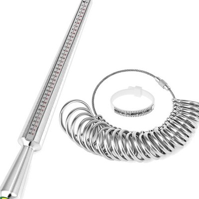 QWORK Ringgrößenmesser Set Metall Ringmaßband UK  Große Auswahl