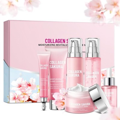 Skin Care Set for Teen Girls Cherry Blossom Gift 6 Pcs for Routine