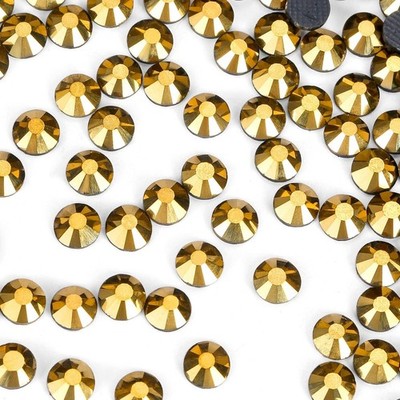 SS16 Gold Hotfix Rhinestones 4MM 2880PCS Crystal Glass Flat Back Gems