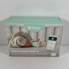 Owlet Smart Sock 2 Baby Heart Rate & Oxygen Monitor w Socks READ**