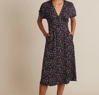 Marine Layer Floral Midi Dress XS Black Whimsigoth Fairy Grunge Tie Back Forest