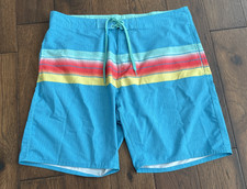 Burnside Swim Trunks Mens Size 36 Blue Stripe Board Shorts Suit Beach Men