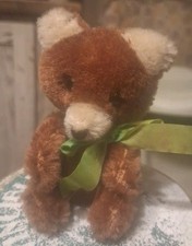 Vintage Miniature Teddy Bear 4" Jointed With Glass Eyes Brown Mohair