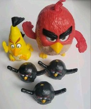 Lot Of 5 McDonald's Toys Angry Birds 2016 2" To 5.5" Yellow Black Red
