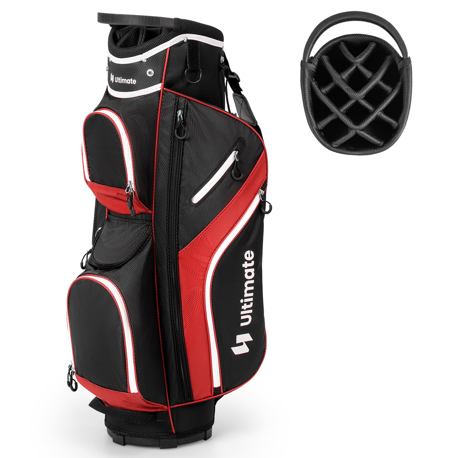 Cart Bag Lightweight Golf Club Bag W/14 Way Dividers Top &carry Handles Red