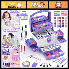57 Pcs Kids Makeup Kit - Non-Toxic Washable Cosmetics, Frozen Theme, Birthday Gi