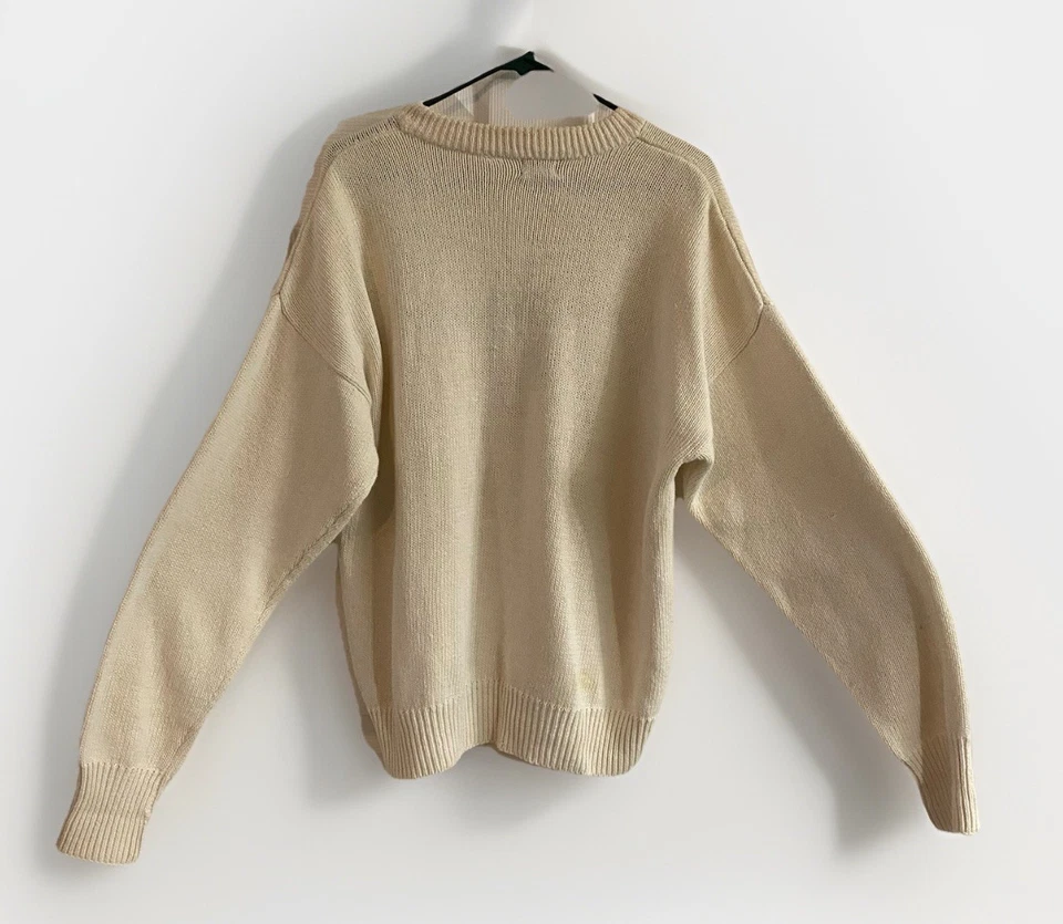 Vintage 90s Sweater Structure M Men’s Crew Neck Heavyweight Ramie Cotton Hipster - Image 3 of 4