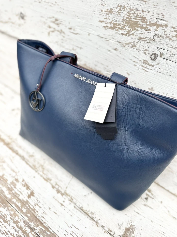 Bolso de Mano Armani Jeans Azul para Mujer Sobre el Hombro Botón Bolso de Mano Bolso de Compras Foto 3 de 4