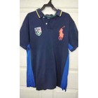 Men's POLO RALPH LAUREN Navy Blue RL Tennis Contrast Trim POLO Shirt L Large EUC