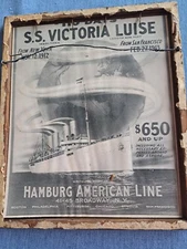 Hamburg American Line Advertisement With Painting Of Lady On Back.
