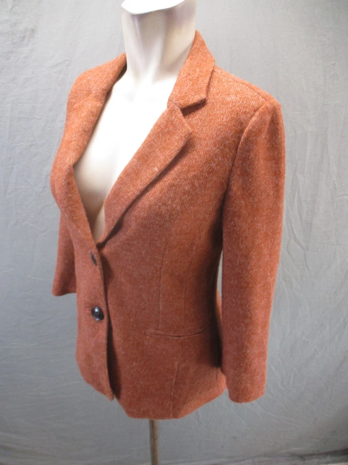 Blazer tejido con botones manga 3/4 marrón mezcla algodón mujer Cartonnier talla S 325 Foto 3 de 4