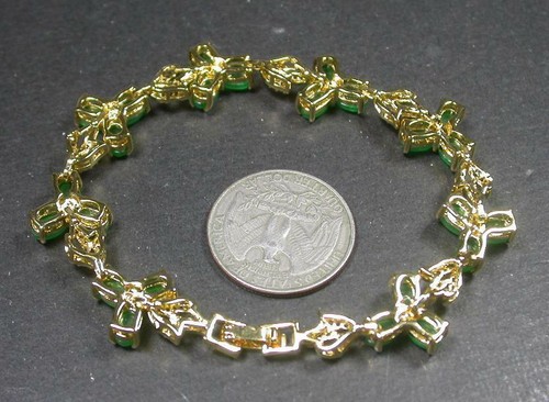 Brazalete Cabujón Placa Dorada Verde JADE Diamante Imitación 100300 - Imagen 8 de 8