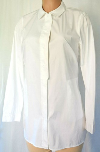 LAFAYETTE 148 WHITE COTTON LONG SLEEVES POINT COLLAR SIDE PACKETS SHIRT SIZE 8 - Picture 1 of 10