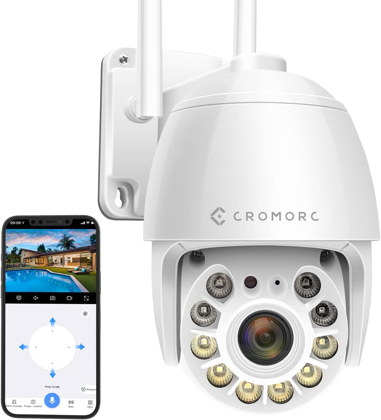 360° Panoramic 3MP WiFi Outdoor Security Camera with Pan Tilt and Digital Zoom